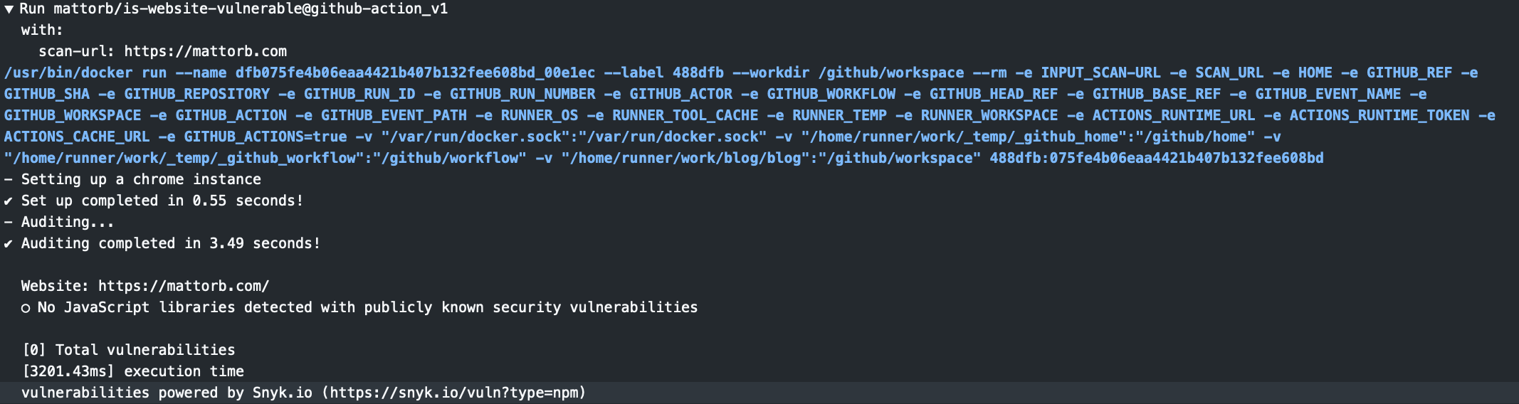 Github Action for Javascript Vulnerability Scanning